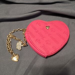 Juicy Couture Fuchsia Heart Wristlet with Gold Accents